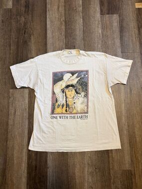 Vintage 1992 Native American ‘One With the Earth” Single Stitch Graphic Tee